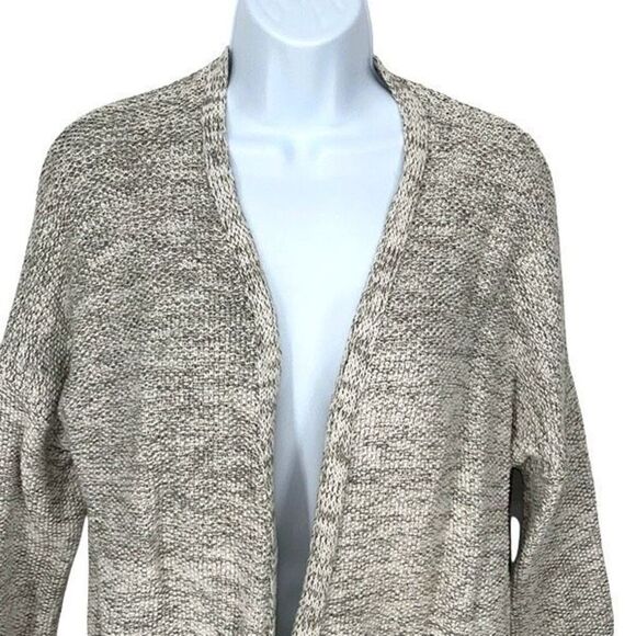 LOFT Outlet Womens Cotton Fringe Hem Open Front Cardigan Sweater Gray Size Small - Picture 2 of 7